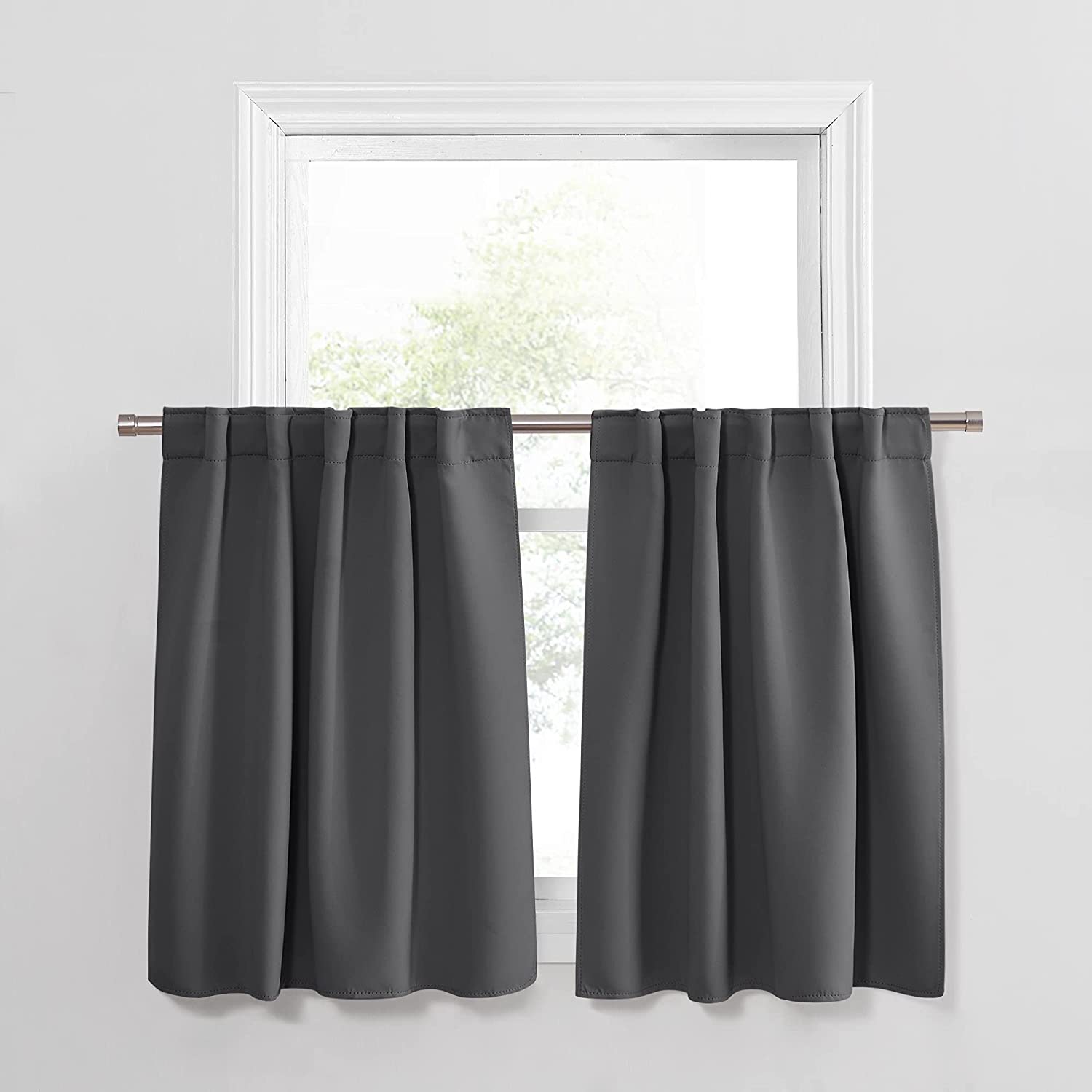 Rod Pocket & Back Tab Noise Reducing Blackout Curtains For Living Room And Bedroom  (Width: 42 Inch) 2 Panels