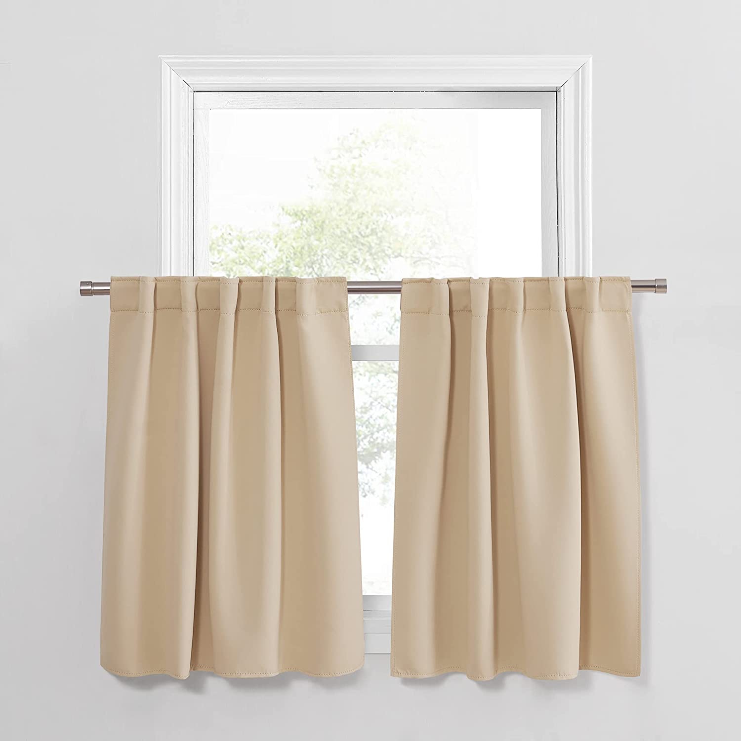Rod Pocket & Back Tab Noise Reducing Blackout Curtains For Living Room And Bedroom  (Width: 42 Inch) 2 Panels