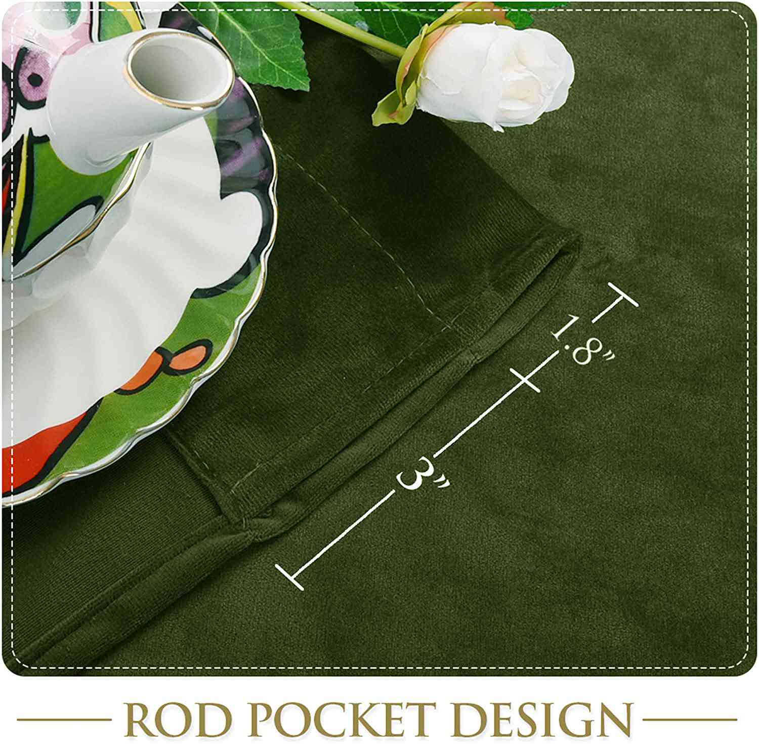Rod Pocket Luxury Velvet Blackout Curtains For Living Room 1 Panel (Width: 52 Inch)
