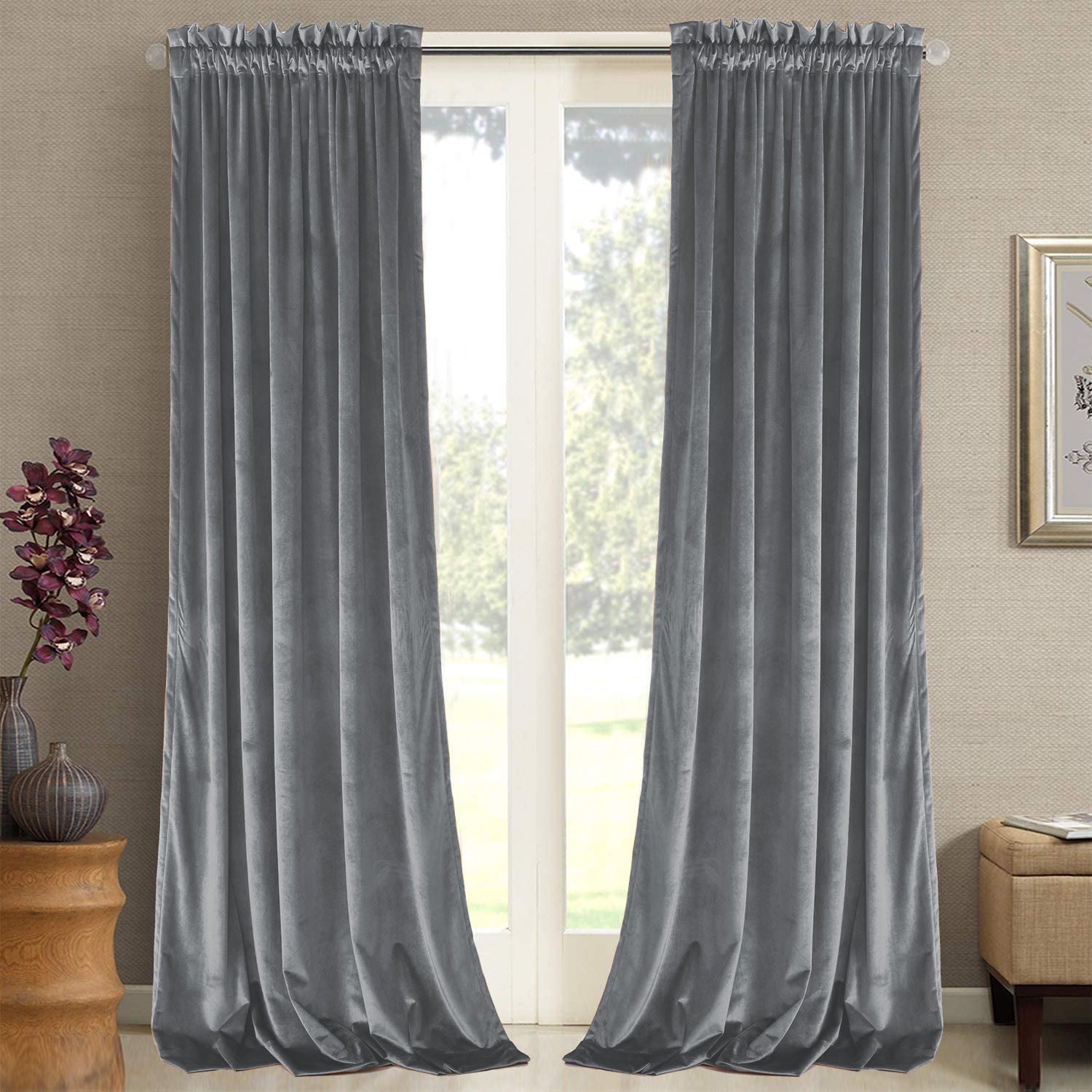 Clearance Rod Pocket Luxury Velvet Blackout Curtains For Living Room 1 Panel