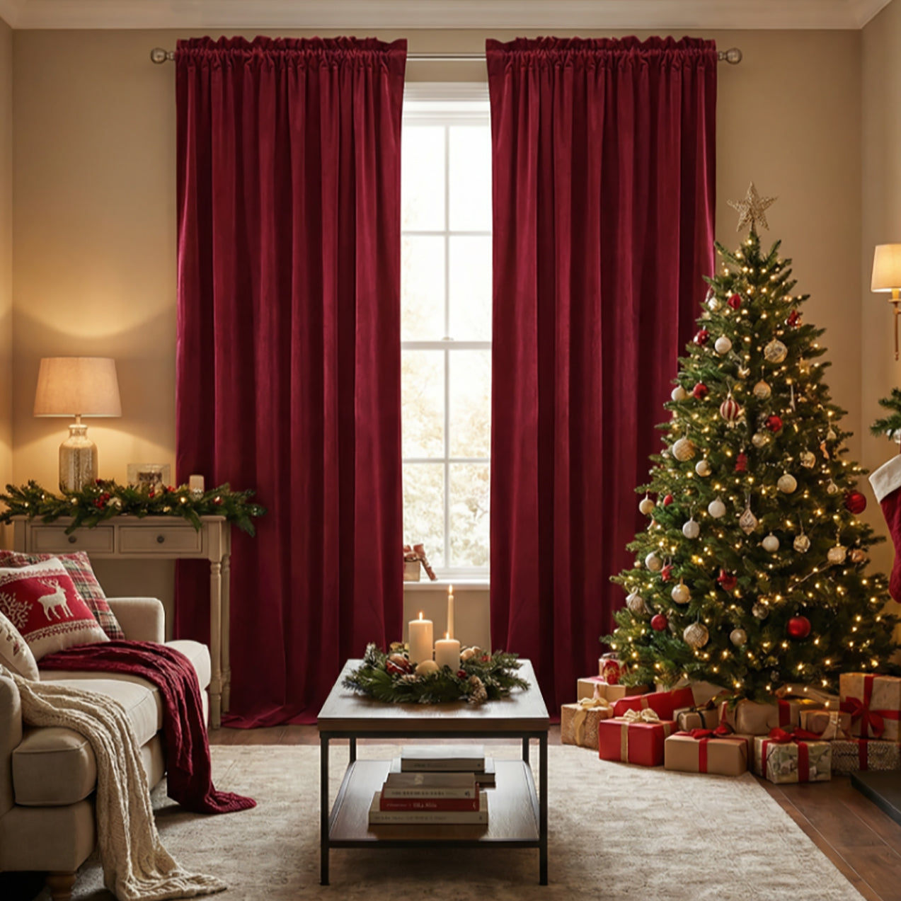 Rod Pocket Luxury Velvet Blackout Curtains For Living Room 1 Panel (Width: 52 Inch)