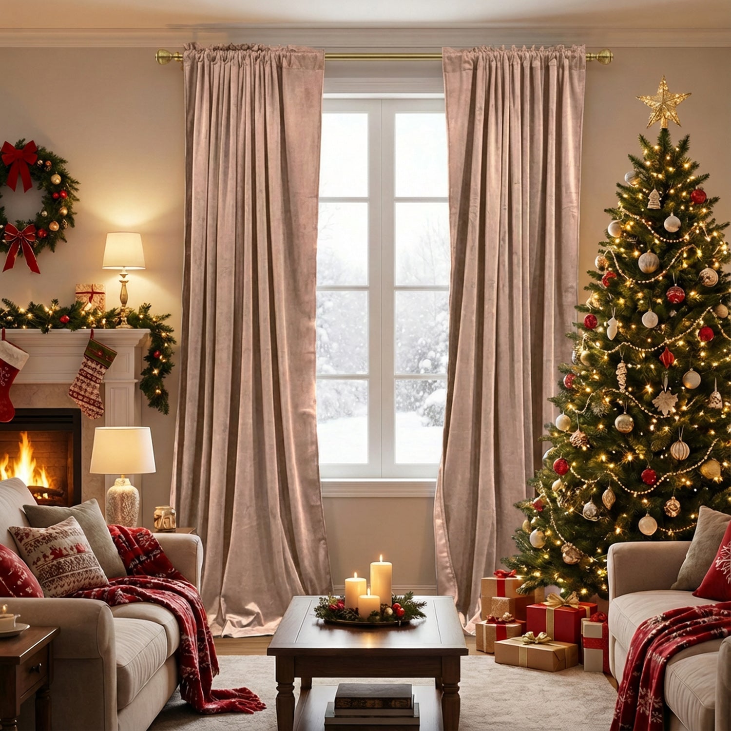 Rod Pocket Noise Reducing Luxury Blackout Velvet Curtains For Living Room, Bedroom 2 Panels