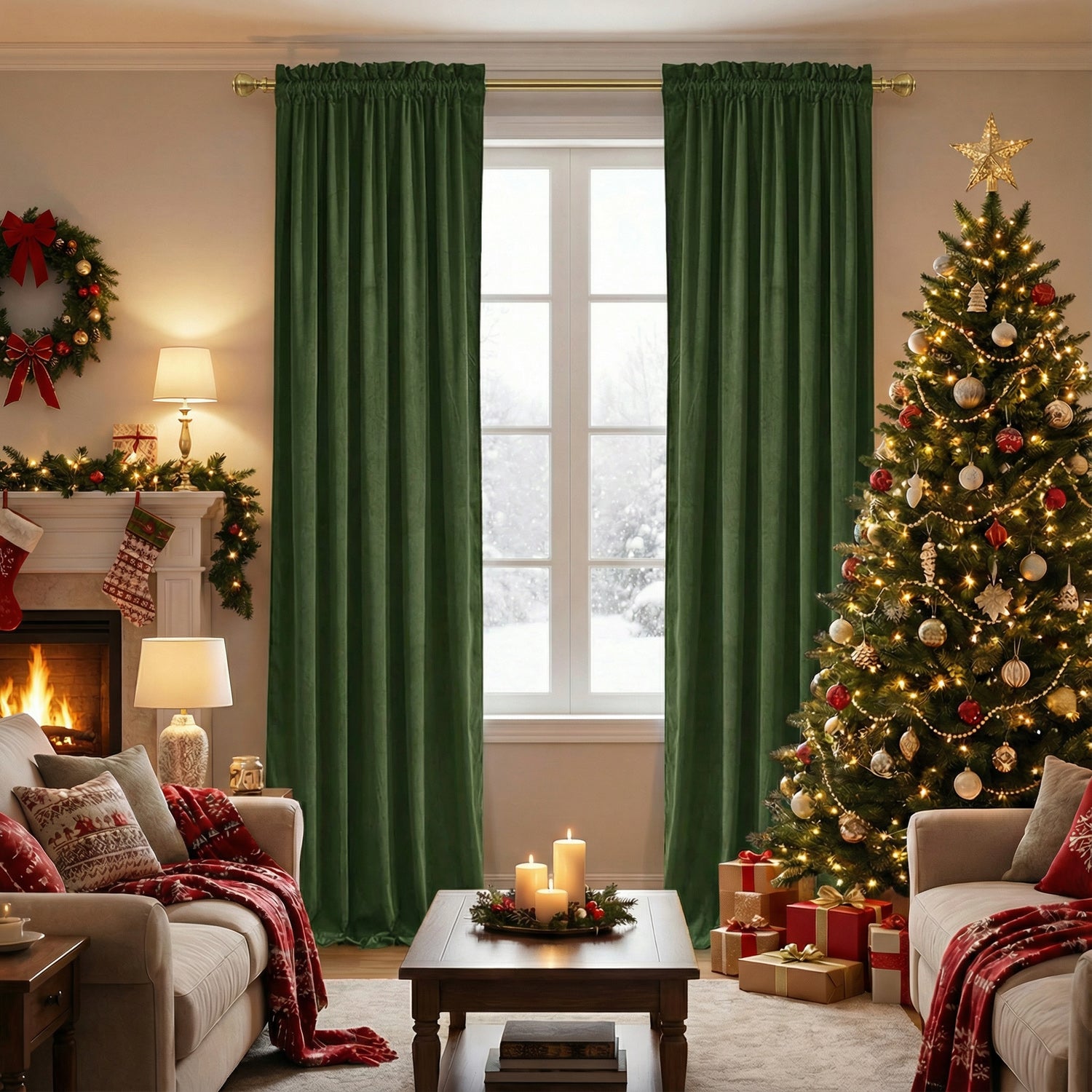 Rod Pocket Noise Reducing Luxury Blackout Velvet Curtains For Living Room, Bedroom 2 Panels