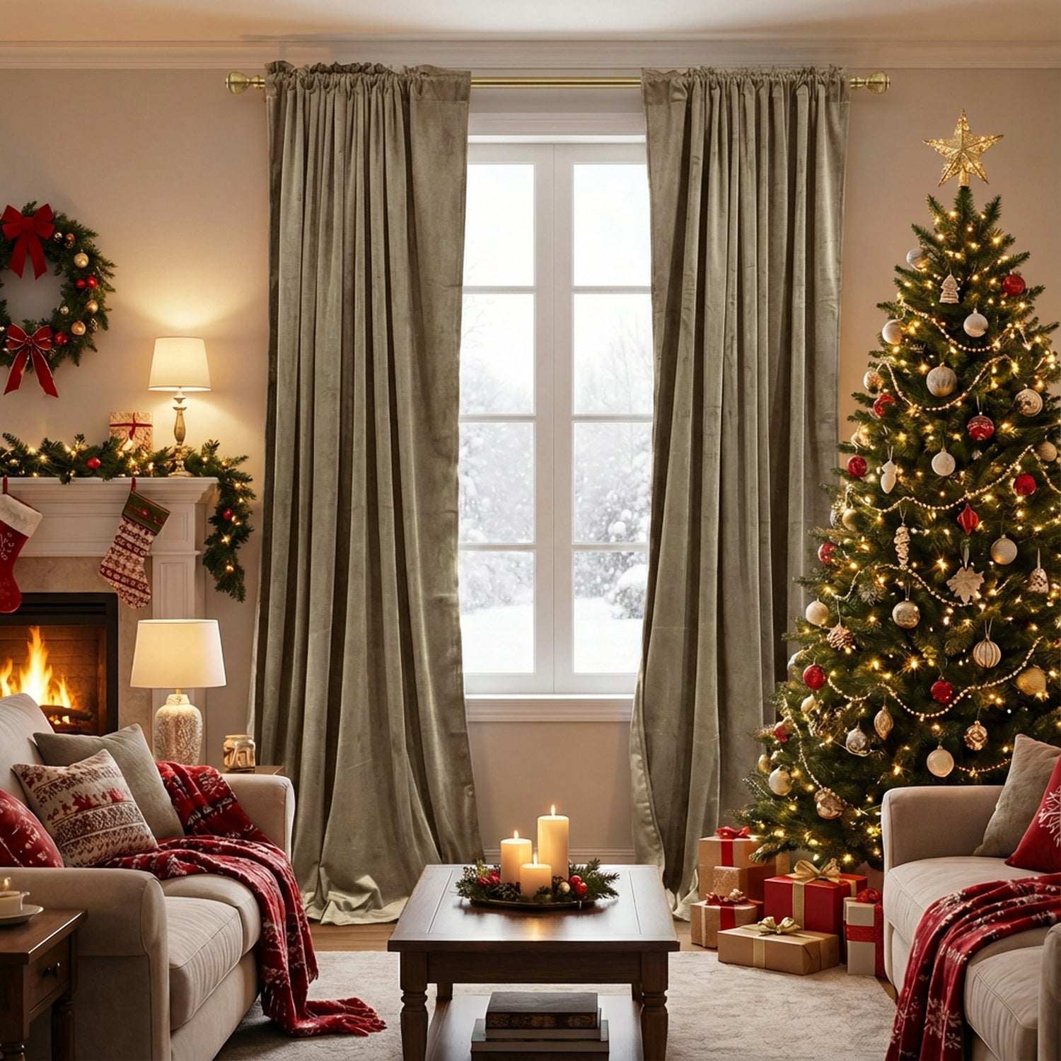 Rod Pocket Noise Reducing Luxury Blackout Velvet Curtains For Living Room, Bedroom 2 Panels