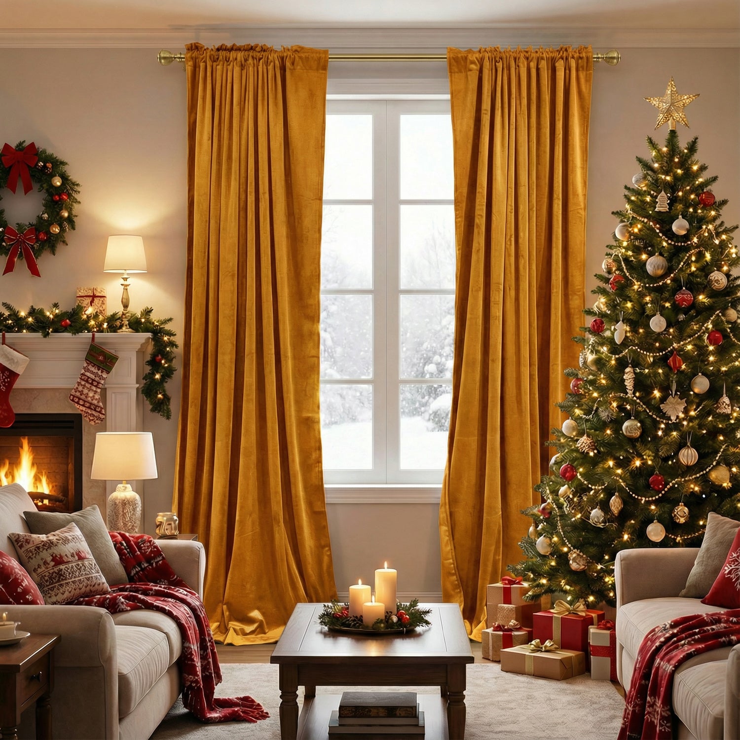 Rod Pocket Noise Reducing Luxury Blackout Velvet Curtains For Living Room, Bedroom 2 Panels