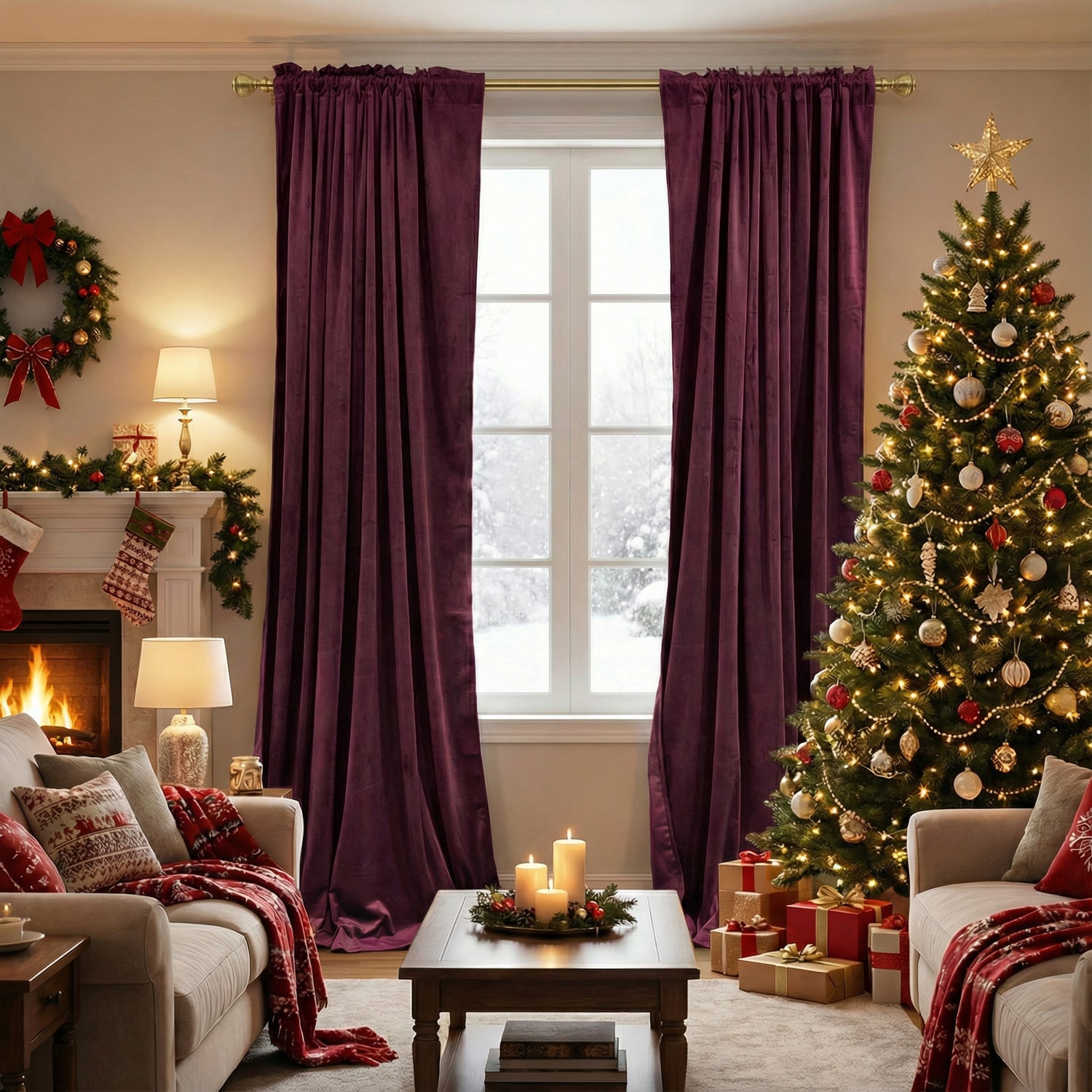 Rod Pocket Noise Reducing Luxury Blackout Velvet Curtains For Living Room, Bedroom 2 Panels