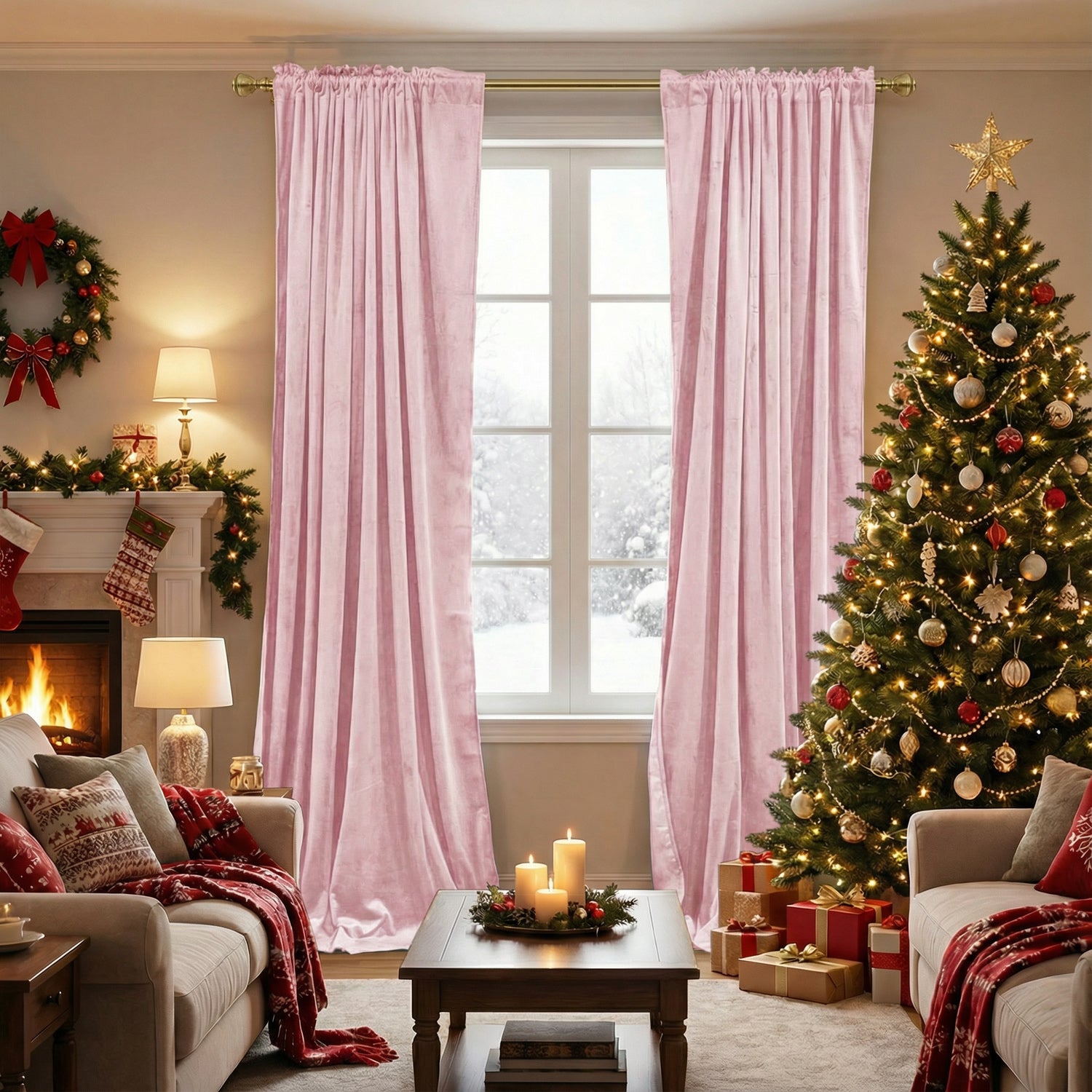 Rod Pocket Noise Reducing Luxury Blackout Velvet Curtains For Living Room, Bedroom 2 Panels
