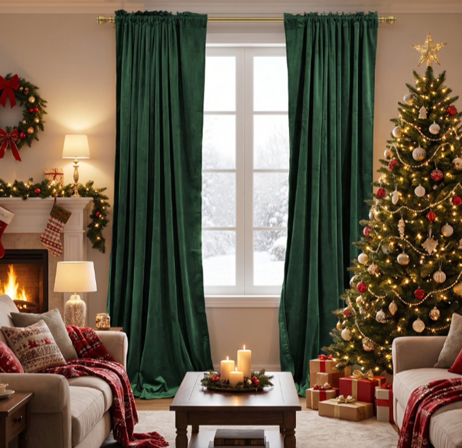 Rod Pocket Noise Reducing Luxury Blackout Velvet Curtains For Living Room, Bedroom 2 Panels