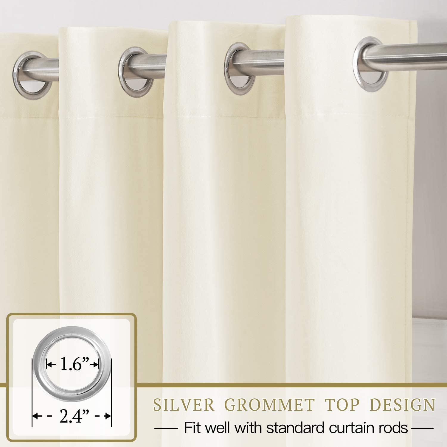 Clearance Silver Grommet Velvet Blackout Curtains For Living Room And Bedroom 2 Panels