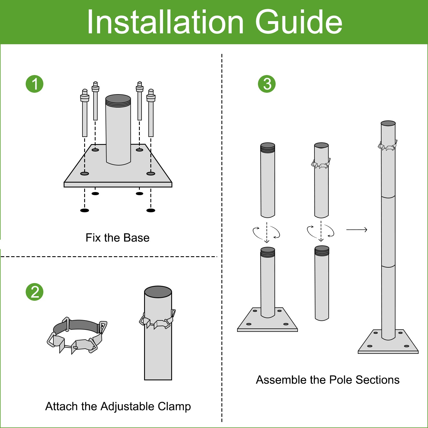 Heavy Duty Stainless Steel Sun Shade Sail Support Pole