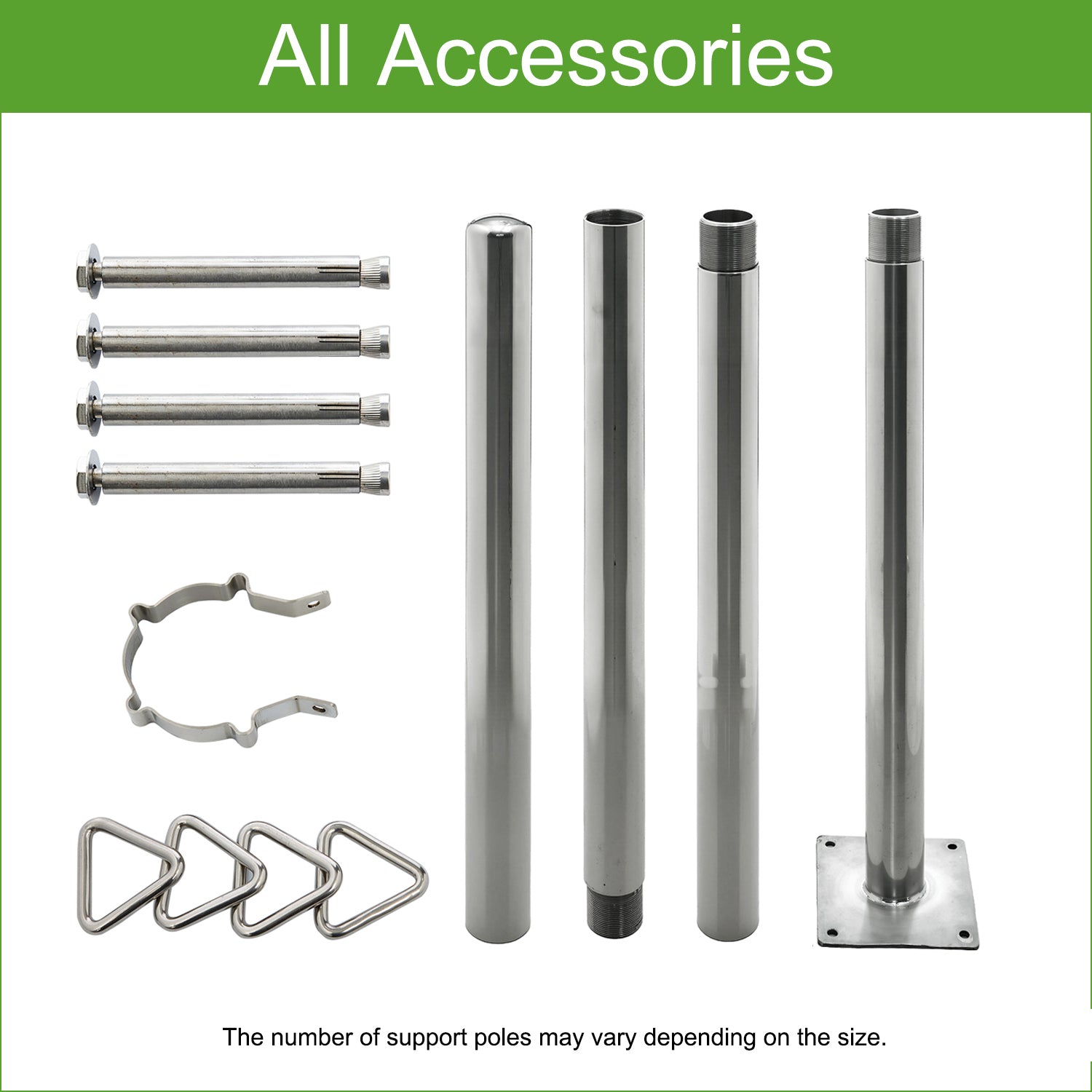 Heavy Duty Stainless Steel Sun Shade Sail Support Pole