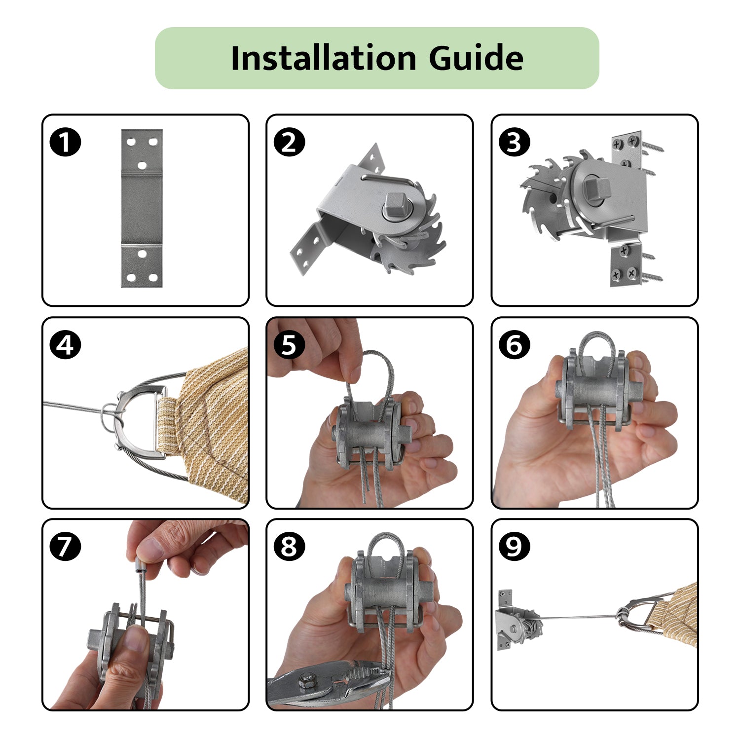 Sun Shade Sail Tension Wire Rope Hardware Kit
