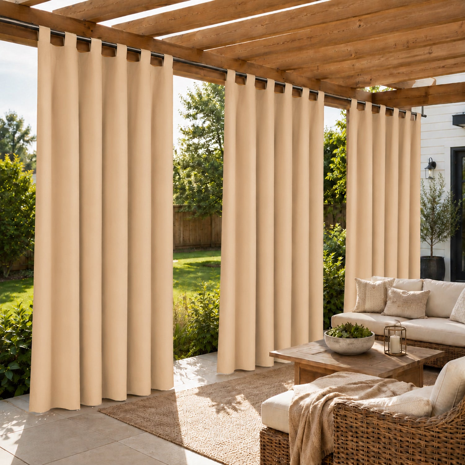 Velcro Tab Top Waterproof Outdoor Curtains for Garage / Patio, 1 Panel | Outdoor Standard