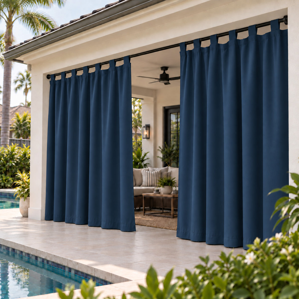 Velcro Tab Top Waterproof Outdoor Curtains 1 Panel | Outdoor Standard