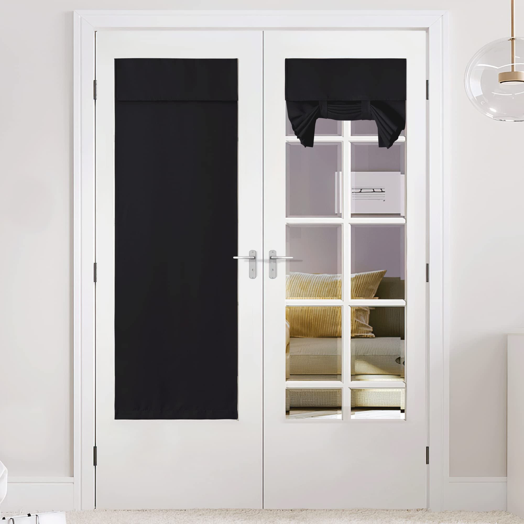 Linen Blend Blackout Door Curtain for French Door, 1 Panel