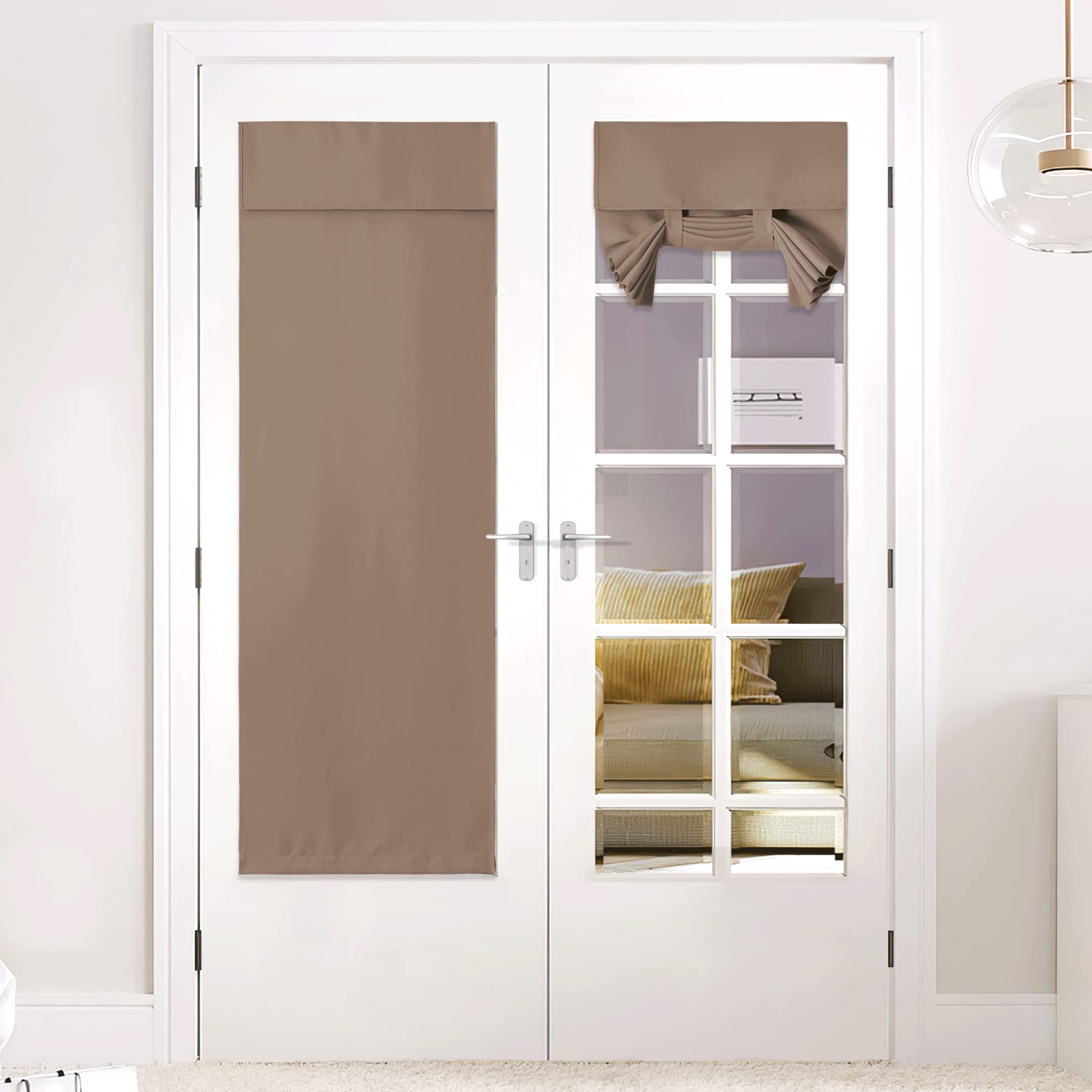 Linen Blend Blackout Door Curtain for French Door, 1 Panel