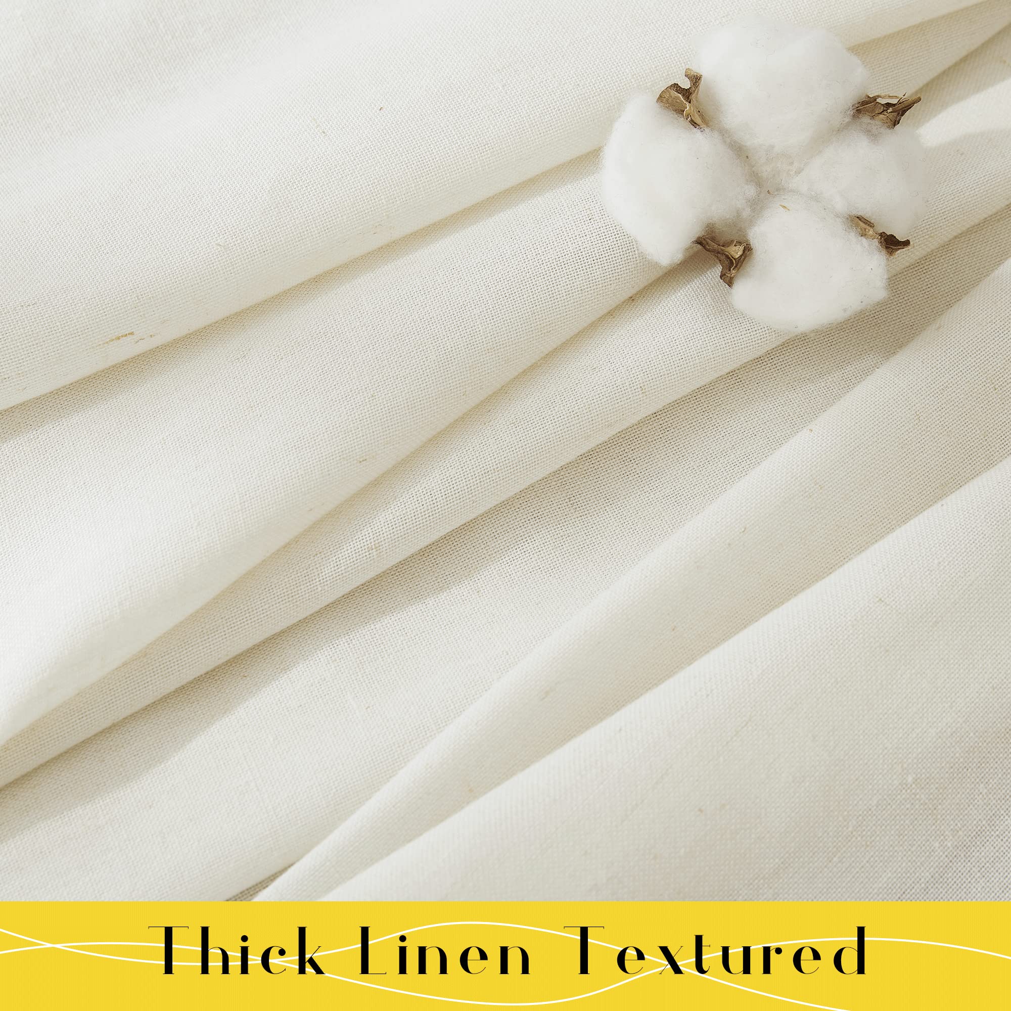 Semi Sheer Tie Top Linen Curtains for Bedroom & Living Room, 2 Panels