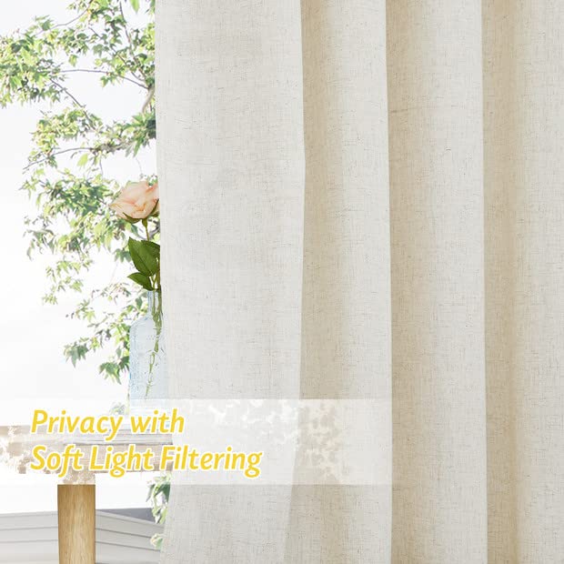 Thick Linen Outdoor Waterproof  Grommet Top Curtain for Patio 2 Panels