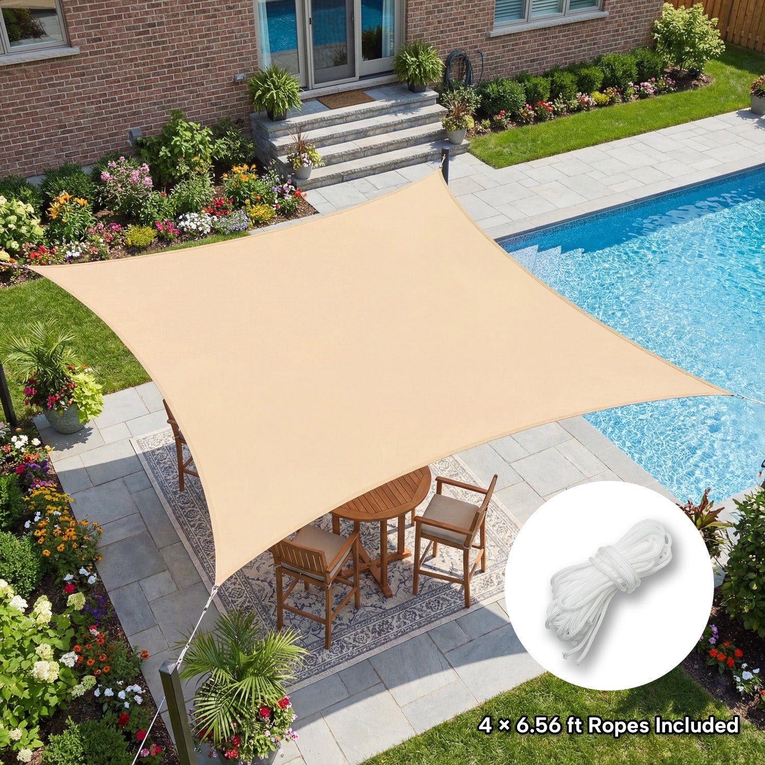 Outdoor Waterproof Rectangle Sun Shade Sail for Patio/Pool