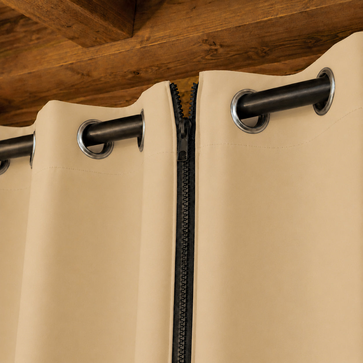 Windproof Privacy Zipper Outdoor Curtain with Rope | Outdoor Standard