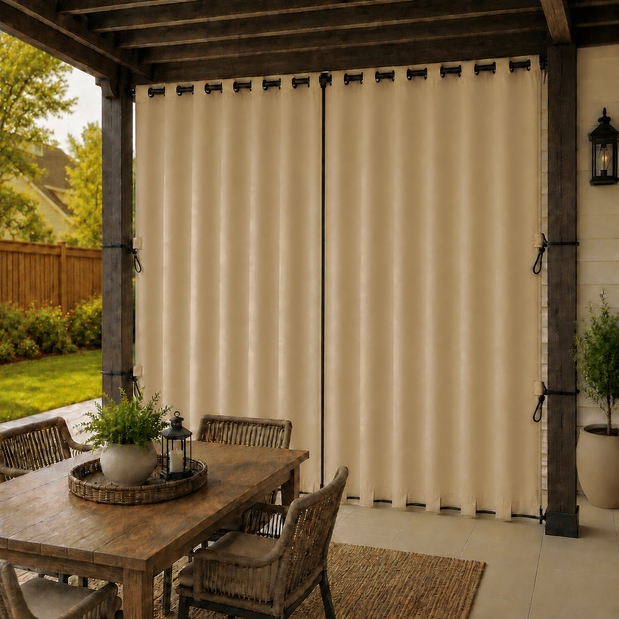 Windproof Privacy Zipper Outdoor Curtain with Rope | Outdoor Standard