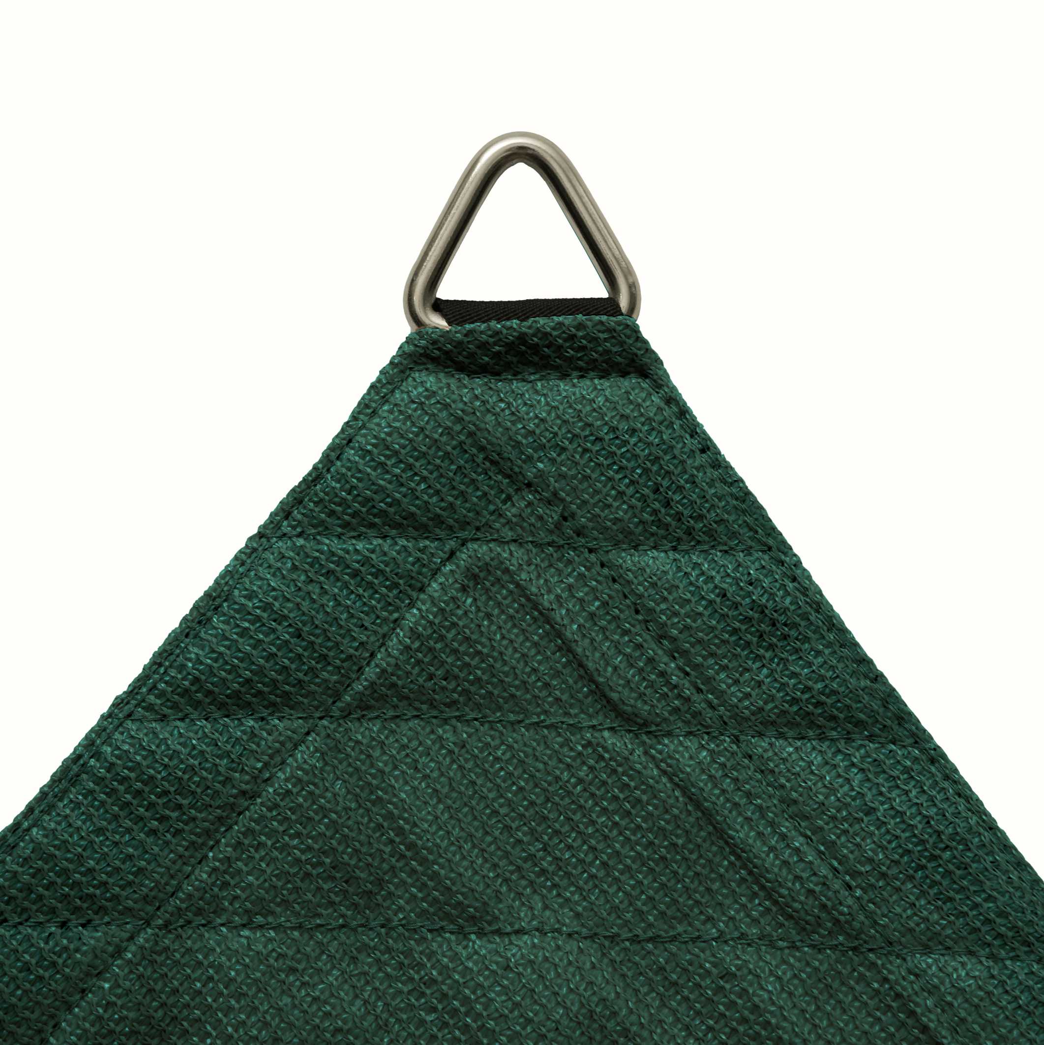 Green breathable UV block sun shade sail corner with reinforced stitching and heavy-duty metal D-ring for patio/pool