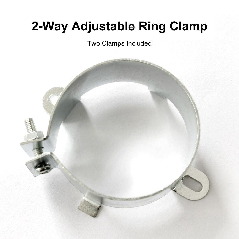 2 Inch 2-Way Adjustable Ring Clamp for Shade Sail Rod Support Pole (2 Clamps Included)