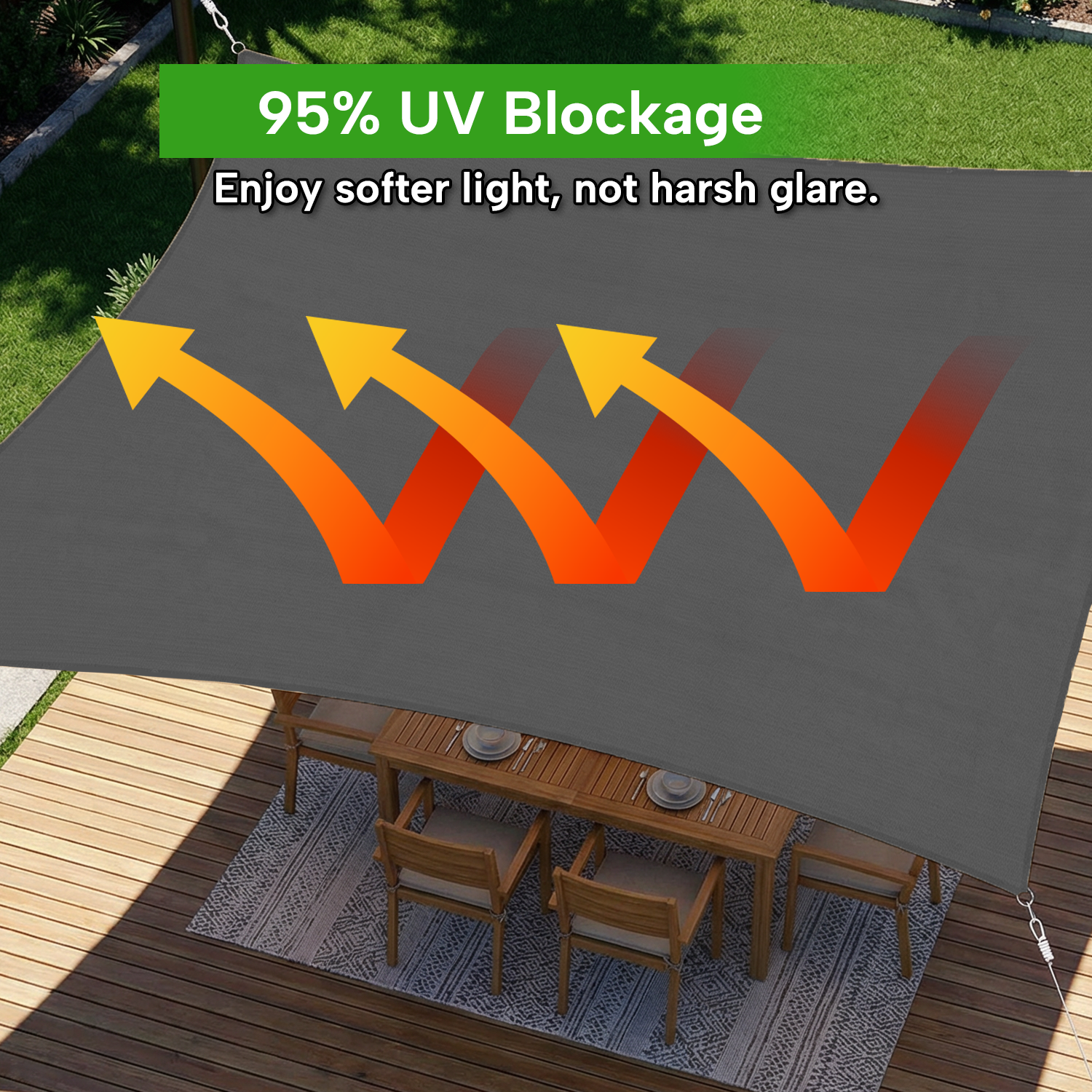 Outdoor Waterproof Rectangle Sun Shade Sail for Patio/Pool