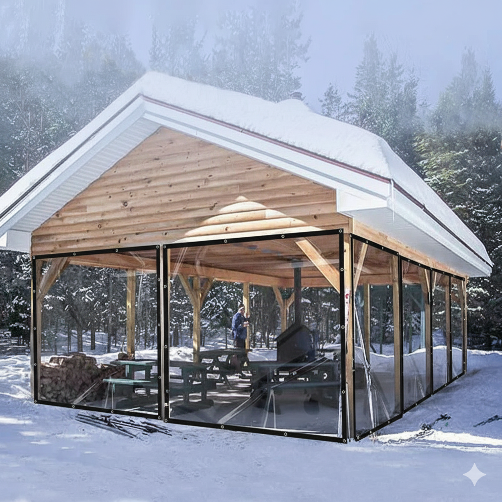 30mil Outdoor Clear Tarps with Grommets PVC Insulation Shed Cloth for Patios, Porch, Screen Rooms, Gazebos