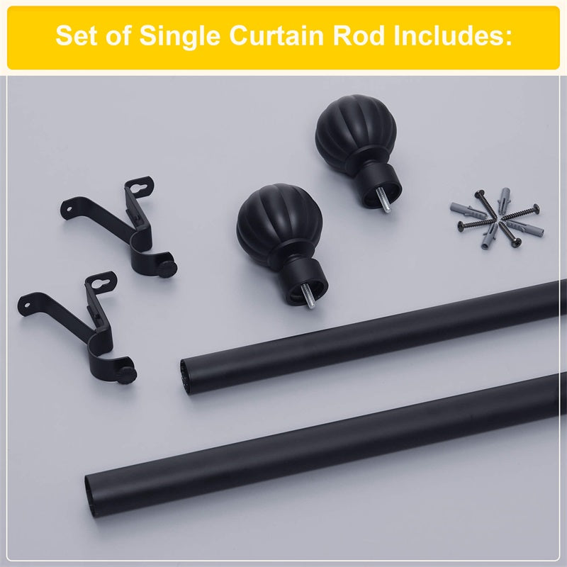 Adjustable Extra-long Outdoor & Indoor Curtain Rod Set with Decorative Petal Ball Caps