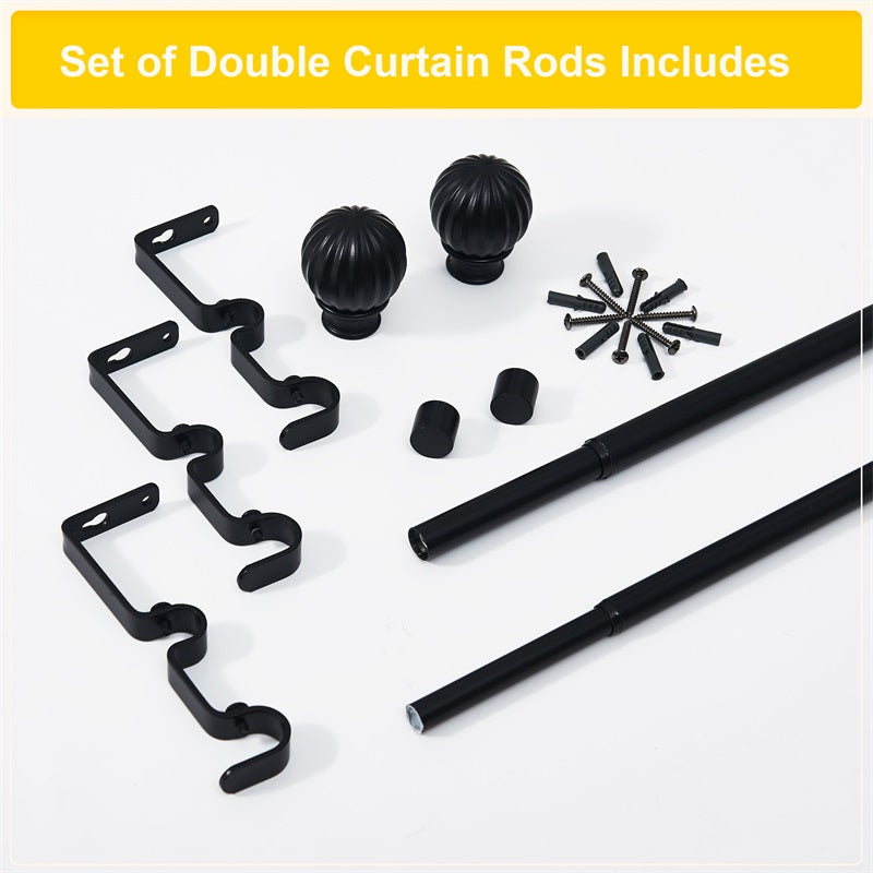 1 Inch Ball Telescoping Double Drapery Outdoor Curtain Rod Set KGORGE Store