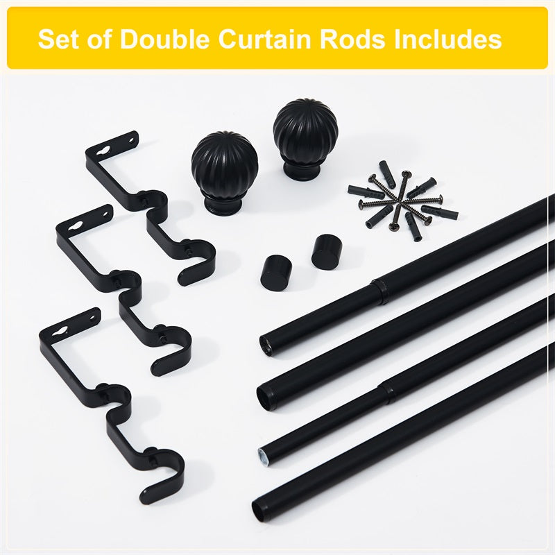 1 Inch Ball Telescoping Double Drapery Outdoor Curtain Rod Set KGORGE Store