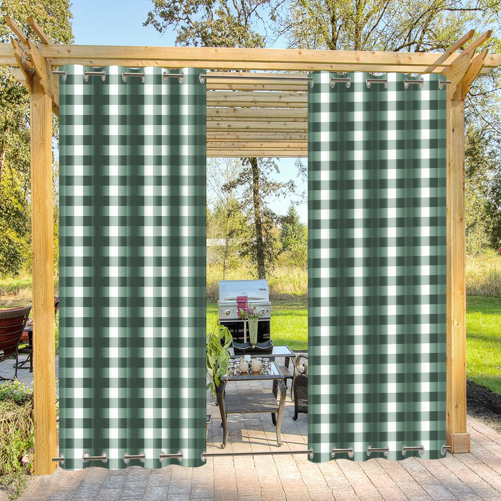 Plaid Top & Bottom Grommet Windproof Outdoor for Gazebo, Porch and Cabana 1 Panel
