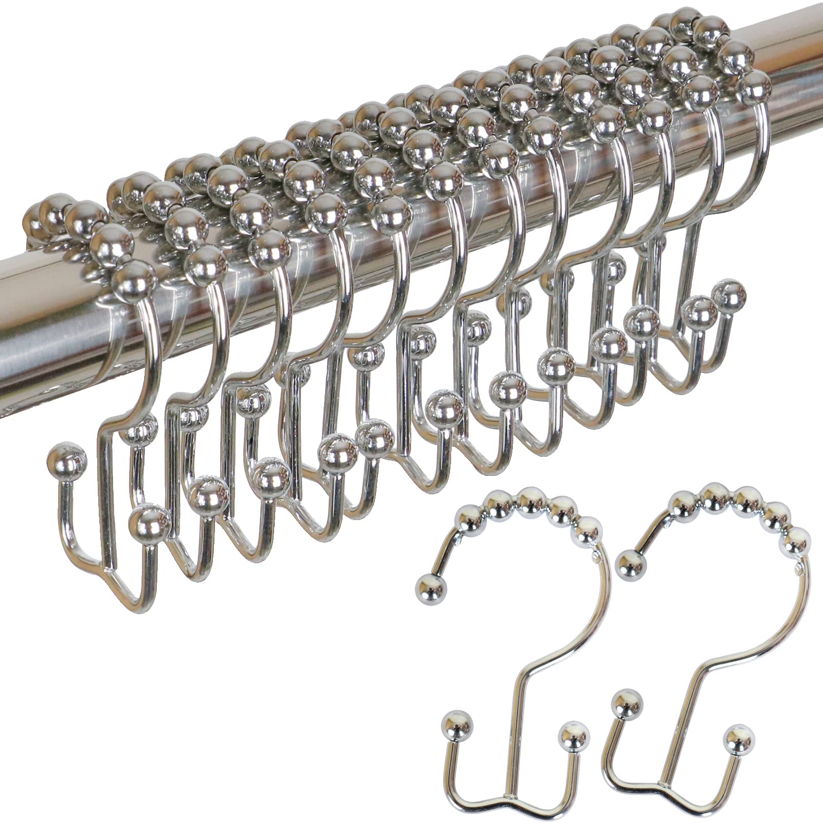 12pcs Stainless Steel Double Roller Glide Shower Curtain Hooks KGORGE Store
