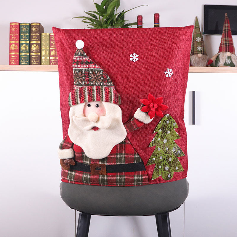1Pc Christmas Back Chair Covers Santa Snowman Elk Chair Covers for Home, Kitchen, Dining Room Decor KGORGE Store