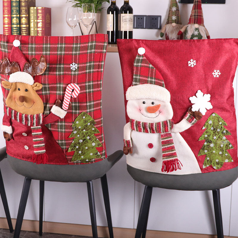 1Pc Christmas Back Chair Covers Santa Snowman Elk Chair Covers for Home, Kitchen, Dining Room Decor KGORGE Store