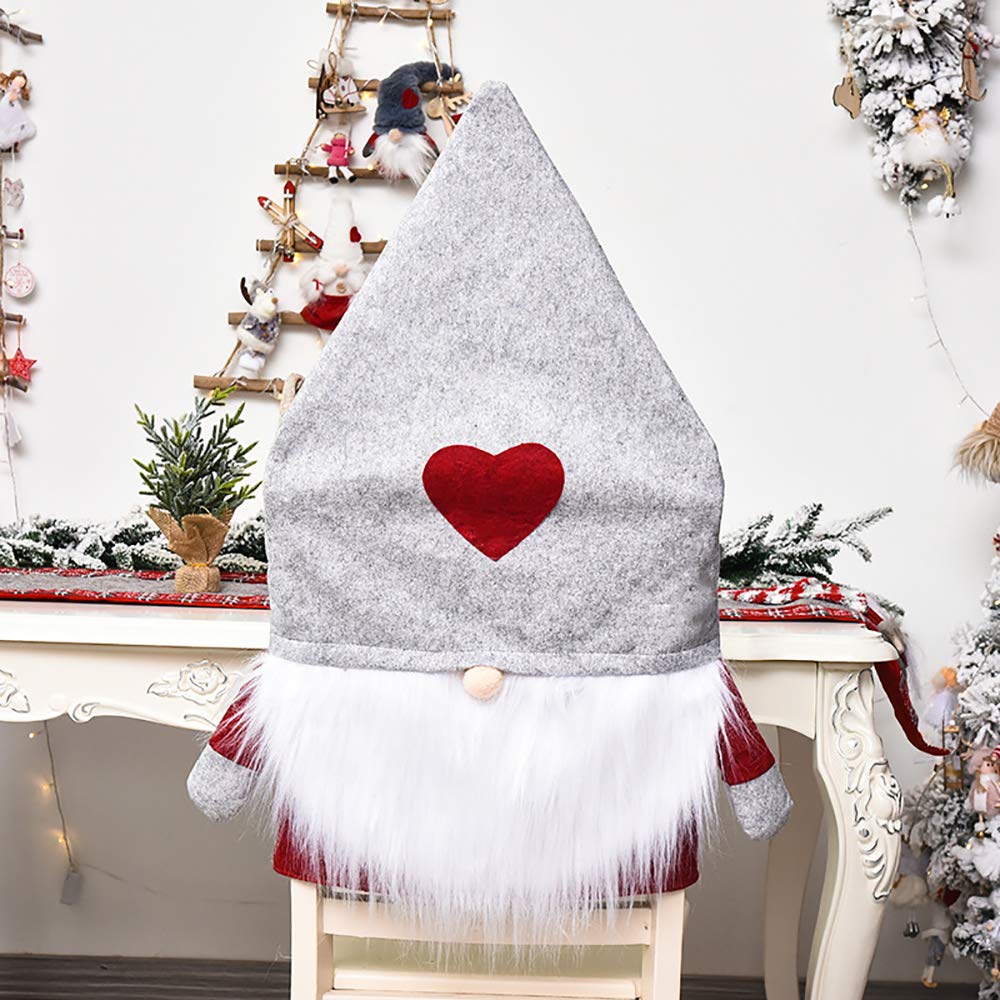 1Pc Christmas Back Chair Covers Slipcovers Swedish Santa Gnome Chair Covers for Home, Kitchen, Dining Room Decor KGORGE Store