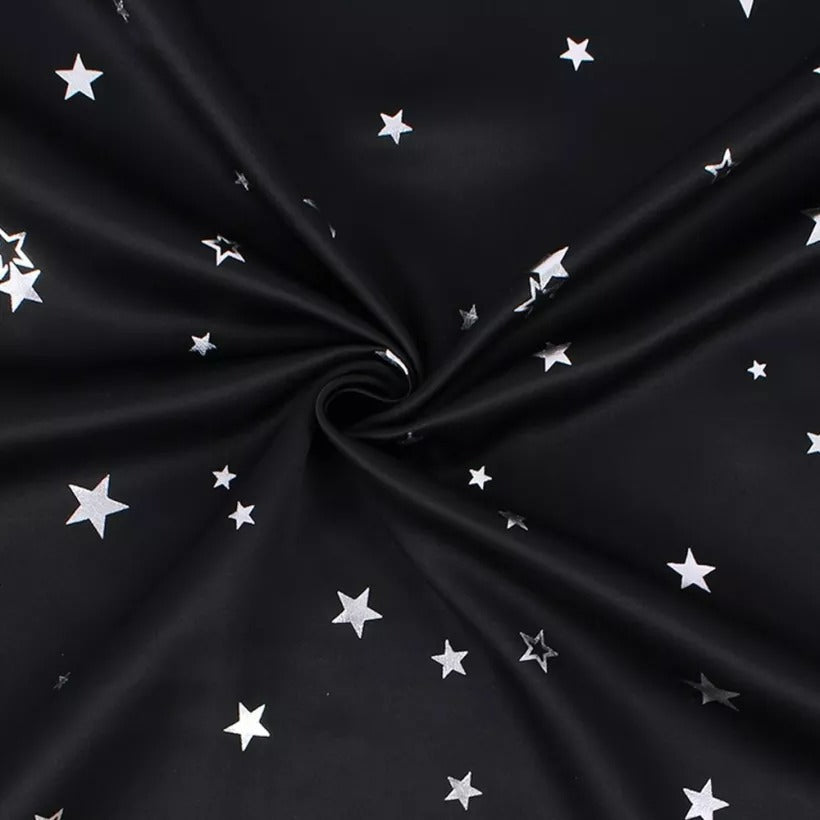 2 Panels Modern Star Print Grommet Polyester Blackout Cafe Curtains 2 Panels KGORGE Store