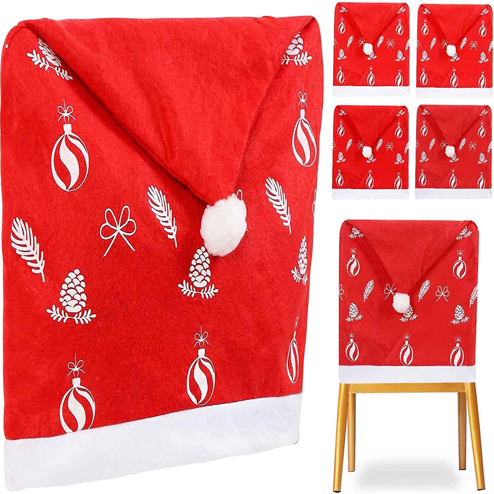 2Pcs Christmas Chair Back Covers Santa Hat Chair Covers for Home, Kitchen, Dining Room Decor KGORGE Store