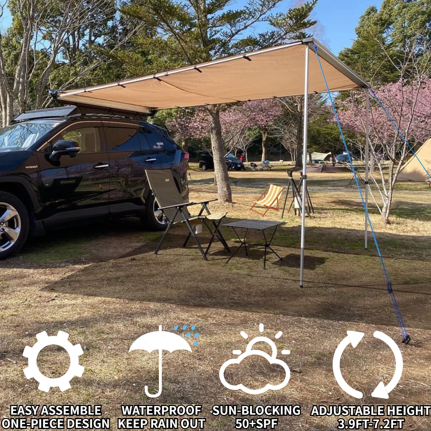Waterproof Car Awning Camping Rooftop Tent Retractable
