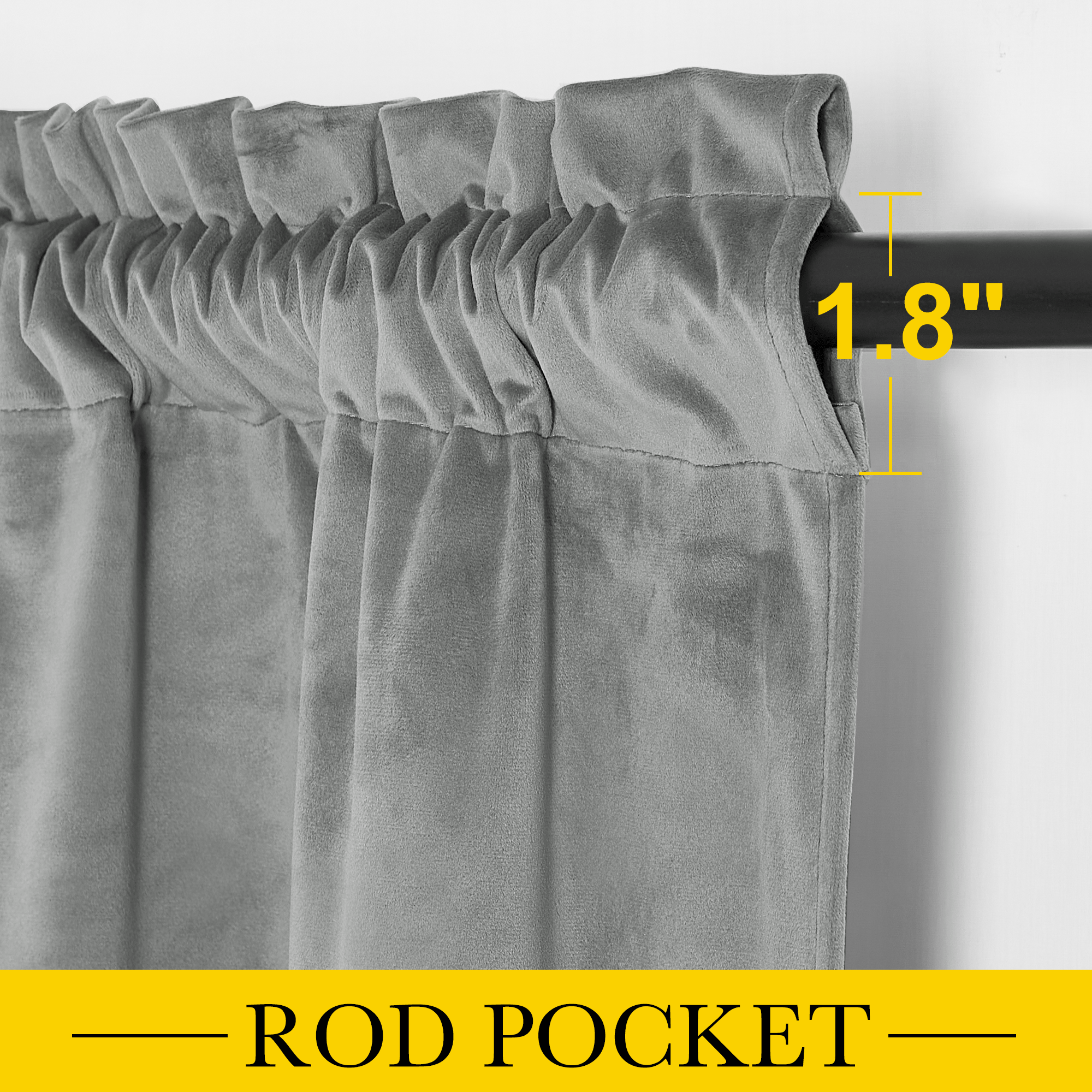2 Panels Modern Rod Pocket Velvet Blackout Valance For Kitchen And Living Room