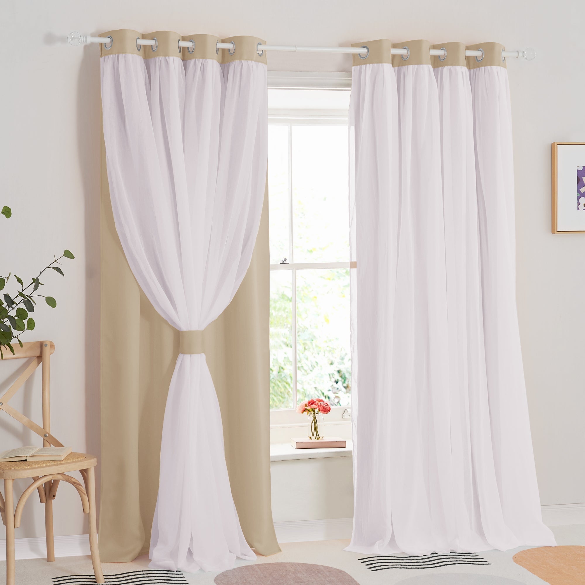 Blackout Curtains With Crushed Voile Sheer Curtain Overlay 1 Panel