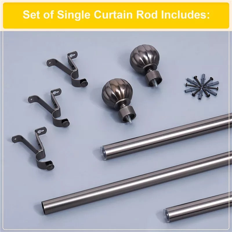 Adjustable Extra-long Outdoor & Indoor Curtain Rod Set with Decorative Petal Ball Caps KGORGE Store