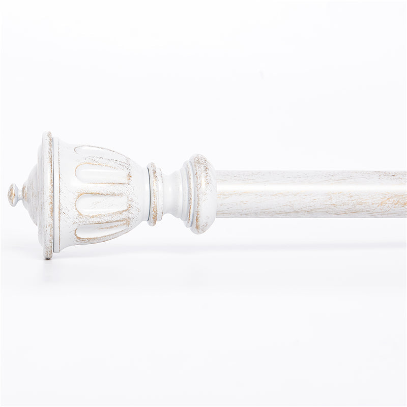 Antique White Diameter 28-144 Length Decorative Single Outdoor Curtain Rod with Trophy Finials KGORGE Store