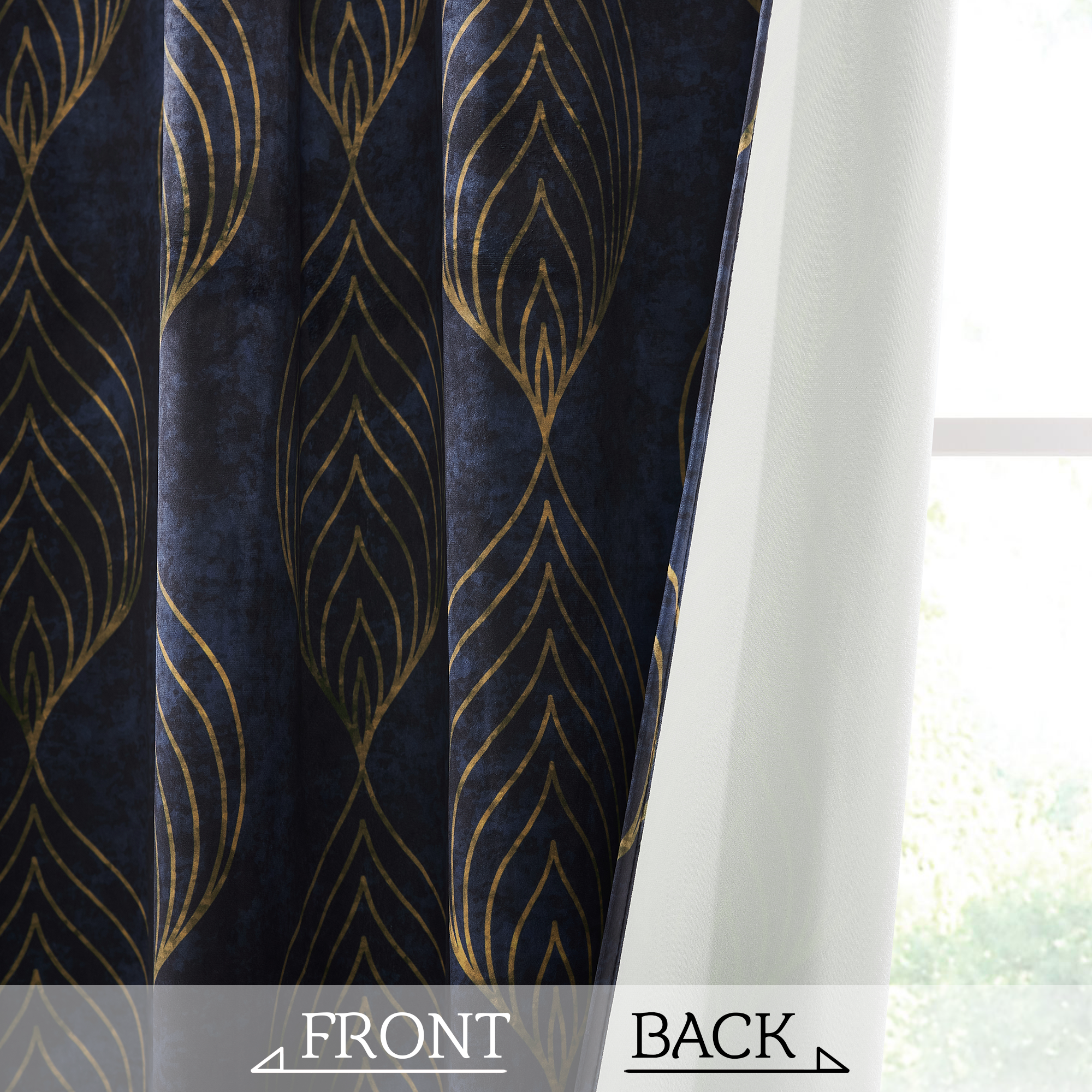 Artistic Leaves Vein Pattern Blackout Velvet Curtains For Living Room And Bedroom 2 Panels KGORGE Store