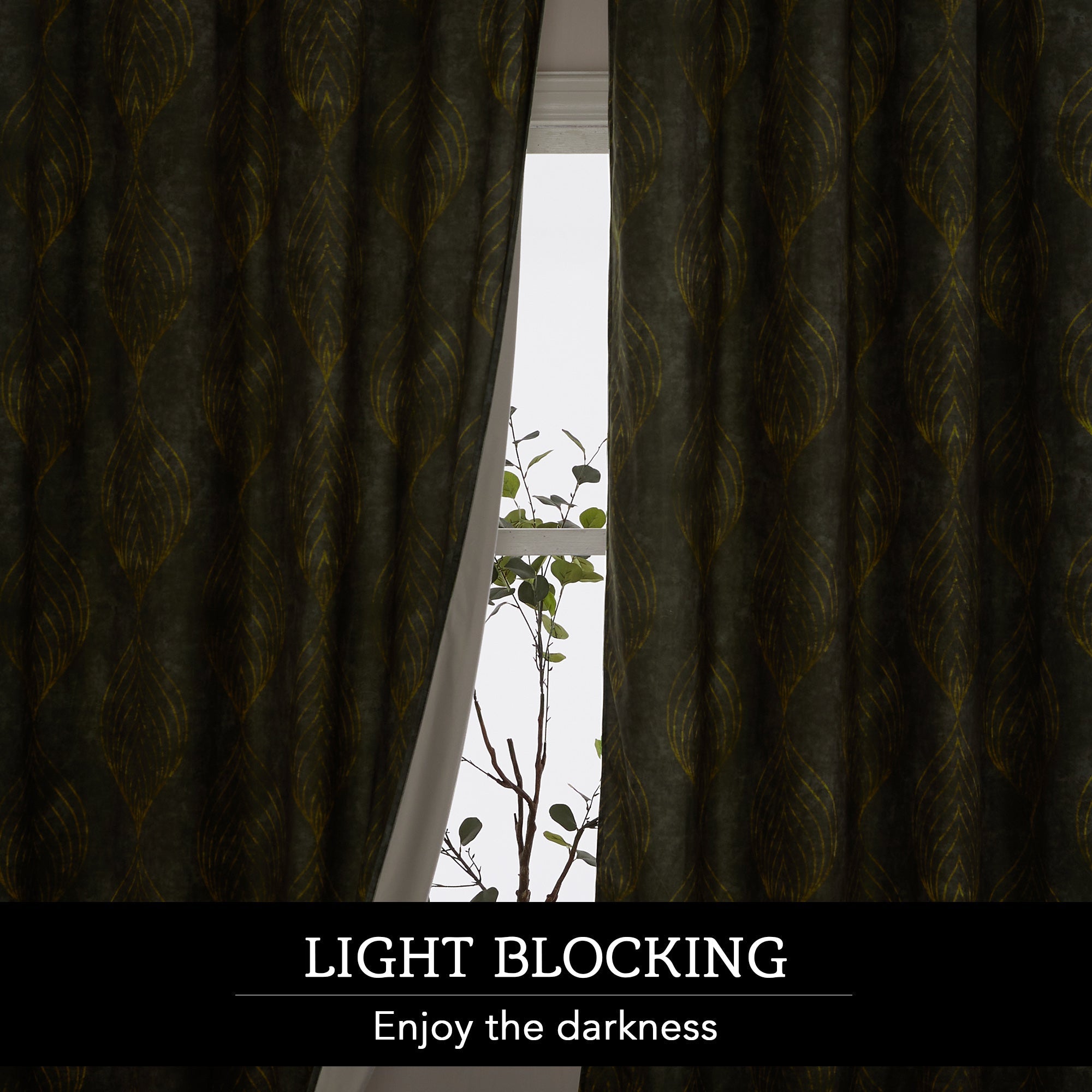 Artistic Leaves Vein Pattern Blackout Velvet Curtains For Living Room And Bedroom 2 Panels KGORGE Store