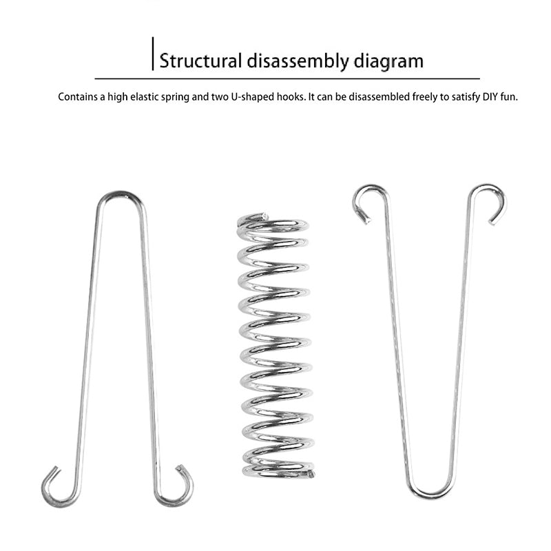Structural disassembly of awning fixed canopy tent buckle, showing high elastic spring and two U-shaped metal hooks for DIY assembly.