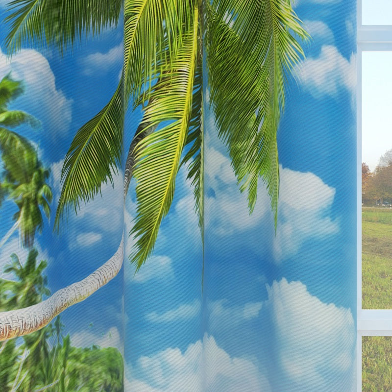 Beach Palm Tree Print Grommet Blackout Curtains For Living Room And Bedroom 1 Pair KGORGE Store