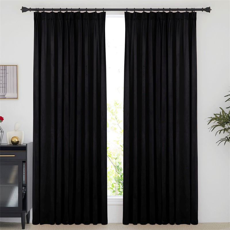 Black Velvet Curtains Pinch Pleat Curtains Thermal Insulated Privacy Luxury Curtain Panels 1 Panel KGORGE Store
