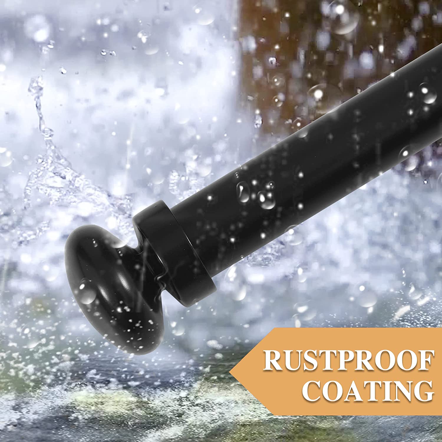 Black Waterproof & Rain Resistant Rust Resistant Outdoor Curtain Rod 72 to 144 Inches KGORGE Store